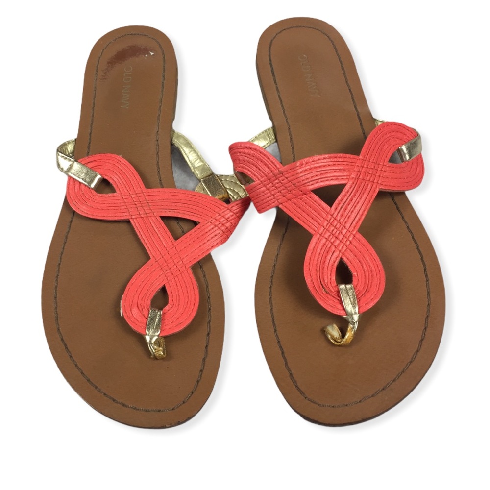 Old Navy Faux Leather Coral Pink Thong Sandals